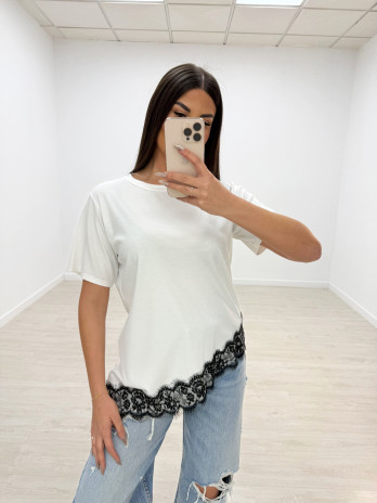 CAMISETA OVER ENCAJE BLANCA